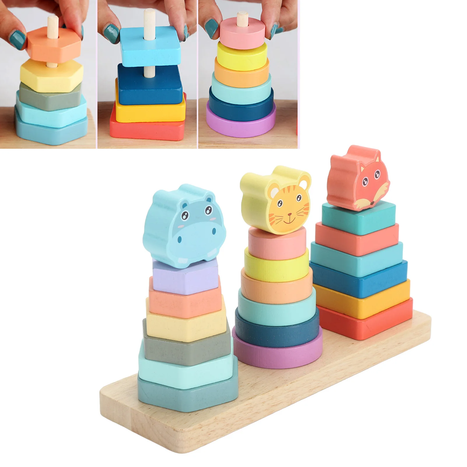 ZK20 Wooden Sorting Stacking Toy Animal Shape Early Educational Color Shape Sorting Toys Games