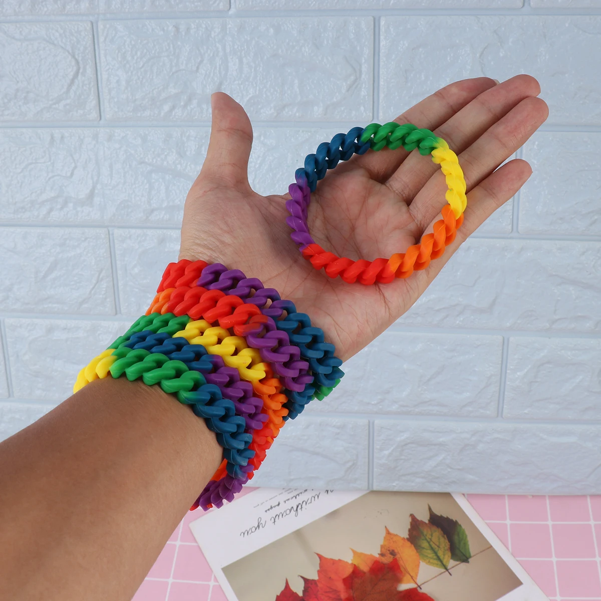 Rainbow Color Silicone Bracelets LGBTQ Bangle Color Segmented Bracelet Gay Lesbian Elastic Wristband Fashion Unique Jewelry Gift image 4