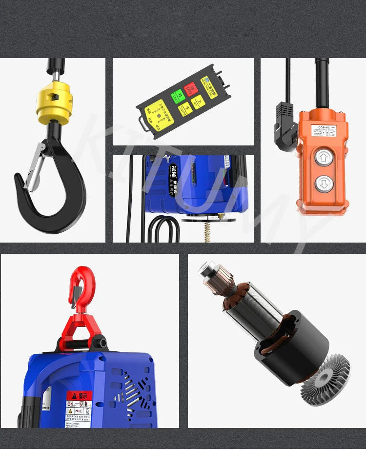 500KG Load Portable Electric Winch Traction Hoist Manual/Remote Control/Wire Control Electric Hoist 220V/110V Hoist Lifting Tool