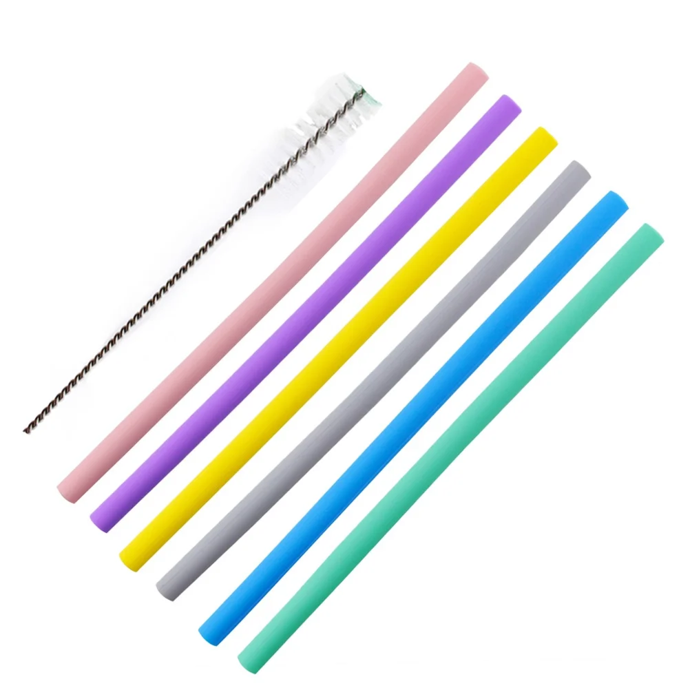 

7Pcs Silicone Straws Set Food Grade Reusable Portable Eco-Friendly Travel Straws for Coffee Water Smoothies Outdoor