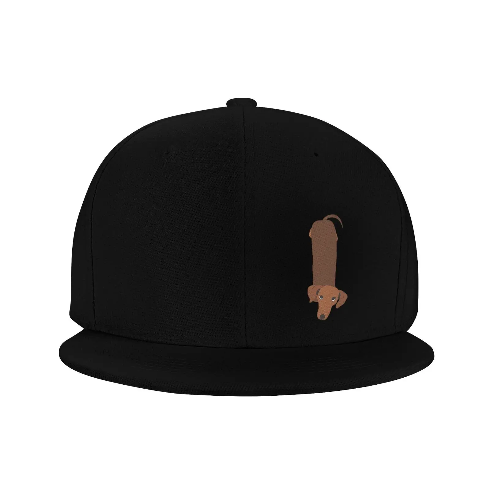 Cartoon Dachshund Dog Pet Print Snapback Cap One Size Fits Most Hip Hop Flat Brim Unisex Casual Sun Hat