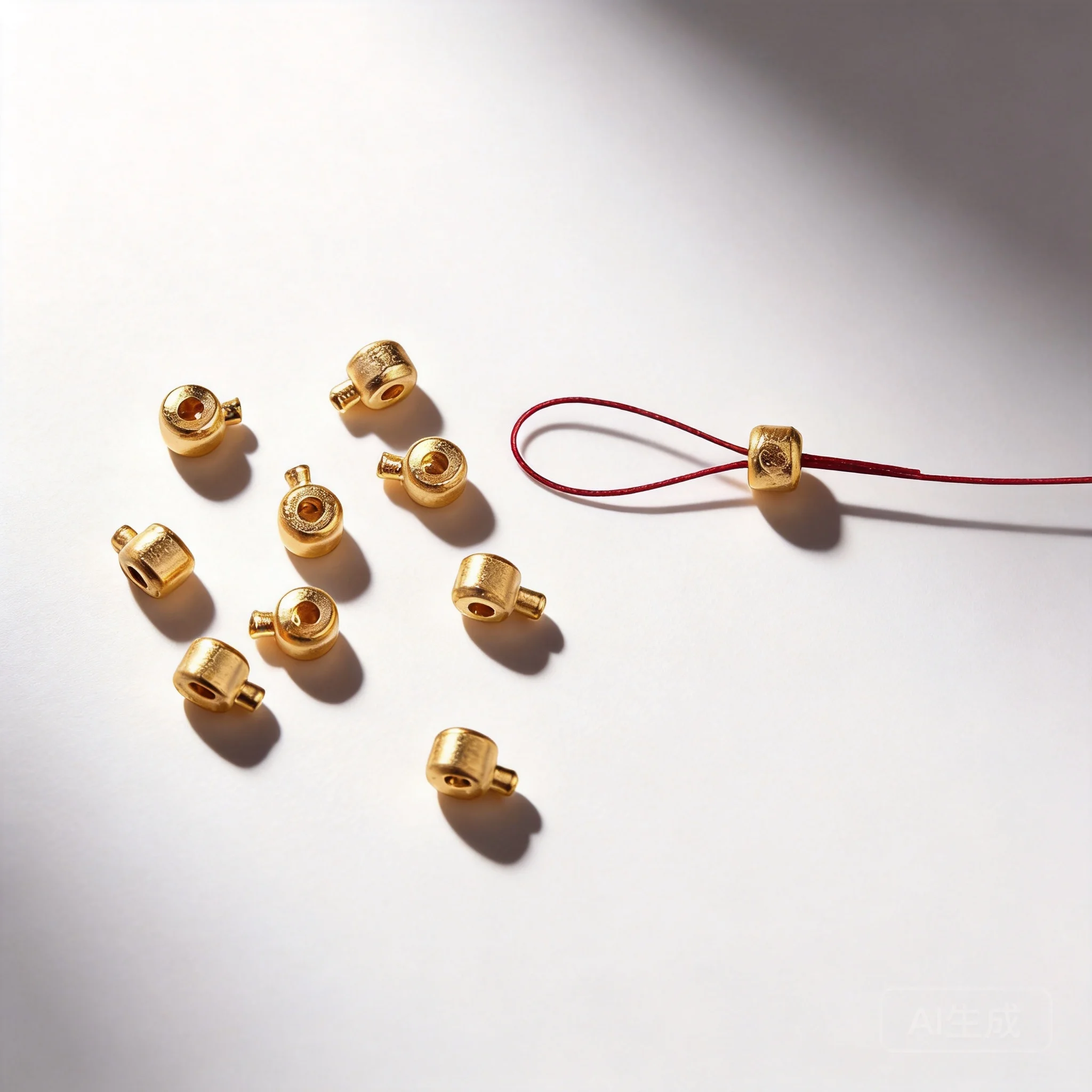 Chinese Style Lucky Golden Sand Gold Positioning Crimp Beads End Clasps For Diy Bracelet Necklace Beading Jewelry Making Craft