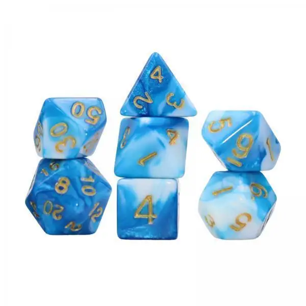 

Light Blue White Polyhedral Dices Acrylic Material Role Play Game Dice Set for Club Gathering