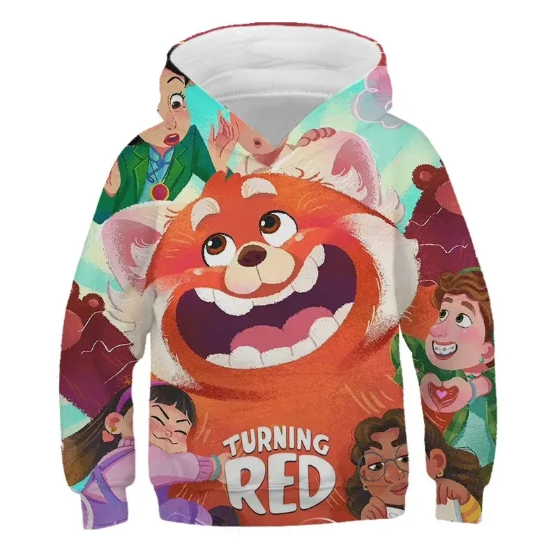 Hot New Children's Red Pixars Hoodie Cartoon Cute Deformed Turning Red Panda 3D Printing Sweatshirt Boys Girls kids Hoodie