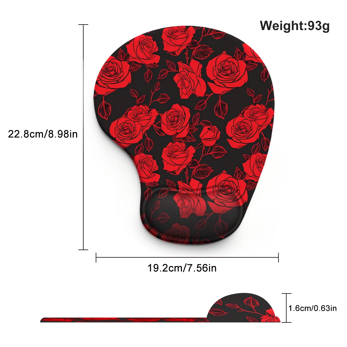 Red Blooming Rose Mouse Pad Wrist Ergonomic Soft Anti-Slip Wrist Rest Support Mat Computer Mouse Pad for Office  PC