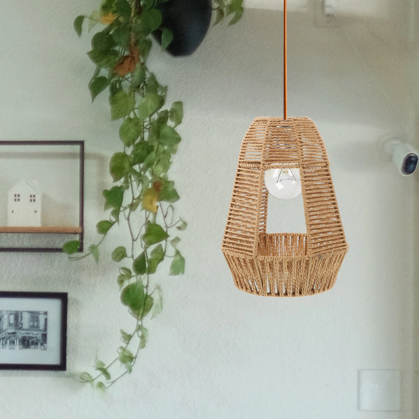 1pc Rustic Woven Lamp Shade Cover Replacement Ceiling Light Decorative Home Restaurant Bedroom Light Fixture Accessory