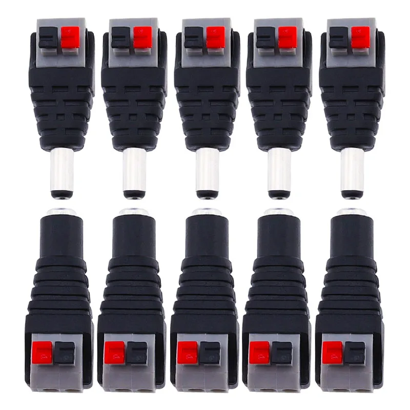 

5pcs DC Male +5 pcs DC Female connector 2.1*5.5mm DC Power Jack Adapter Plug Connector for 3528/5050/5730 single color led strip