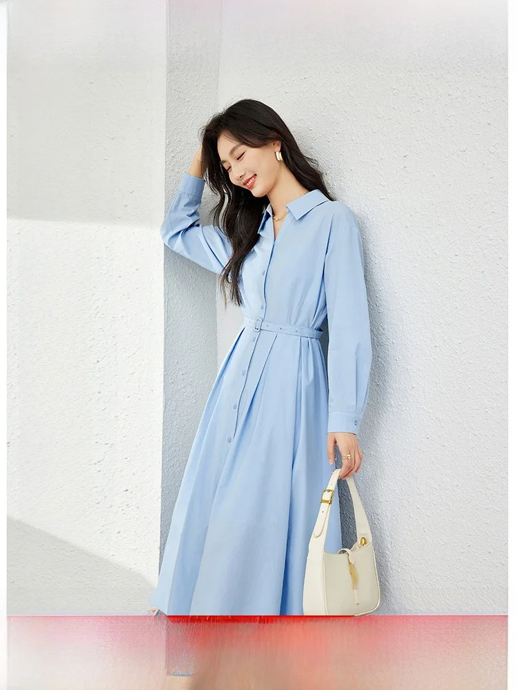 

Женская юбка миди А-силуэта Ele с эффектом утяжки талии, повседневная, весенняя, с длинным рукавом, на одной пуговице