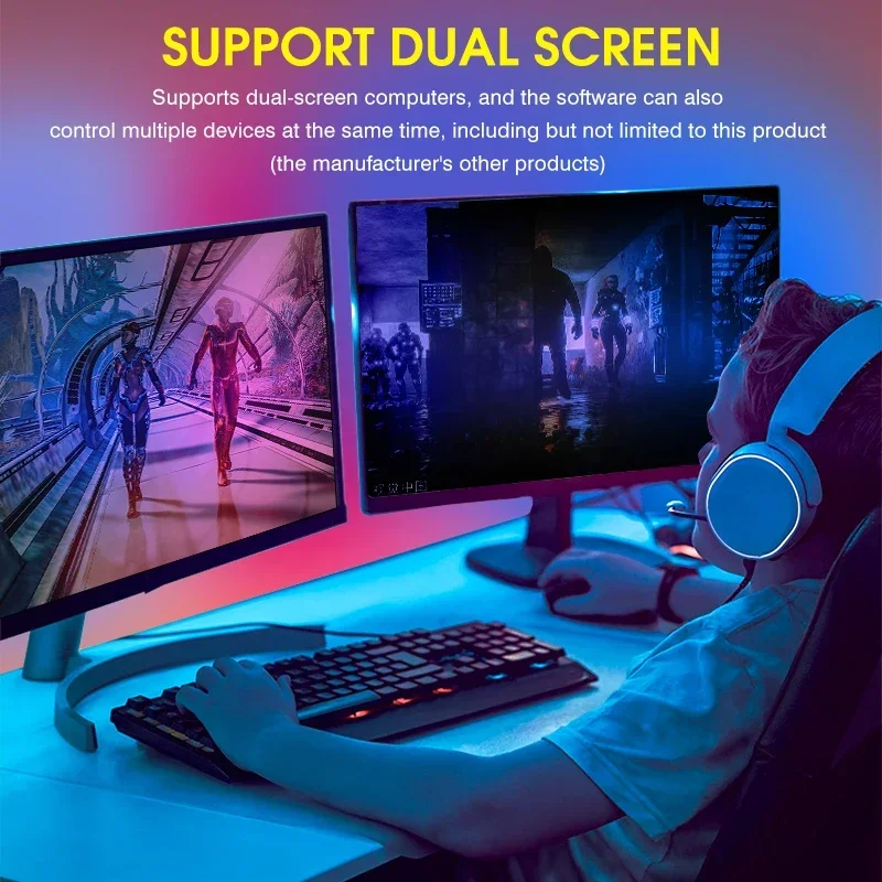 Imagem -06 - Fita Led para Monitor de Computador Gaming Sincronização de Cores Controle Inteligente Tela do pc Sonho Rgb Lâmpada Atmosfera do Jogo Backlight