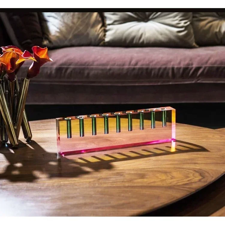 ที่กําหนดเองอะคริลิตกแต่งเทียน Menorah Hanukkah สี Lucite Judaica Menorah สําหรับน้ํามัน Menorah