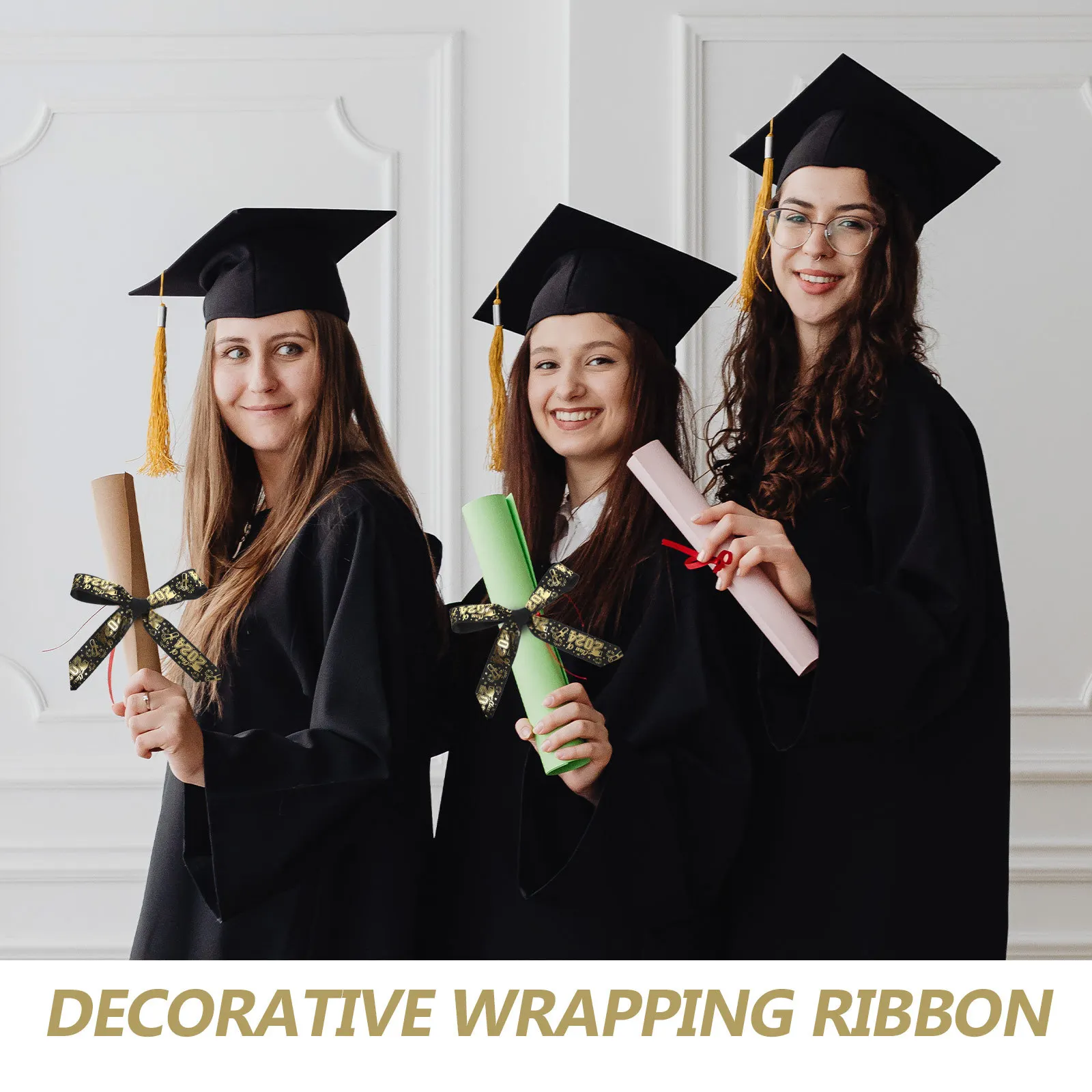 

1 Roll Hot Stamping Bow Ribbon Graduation Party Decorative Gift Box Wrapping Ribbon DIY Craft Making Gift Box Wrapping Ribbons