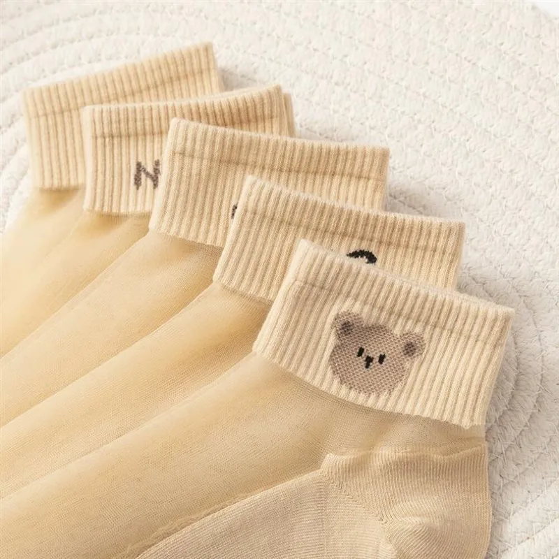 5 أزواج 2026 الصيف اللحوم الملونة المرأة الجوارب القطن أسفل كريستال الحرير الفم الضحلة الجوارب غير رسمية الأطفال الكرتون الجوارب #4