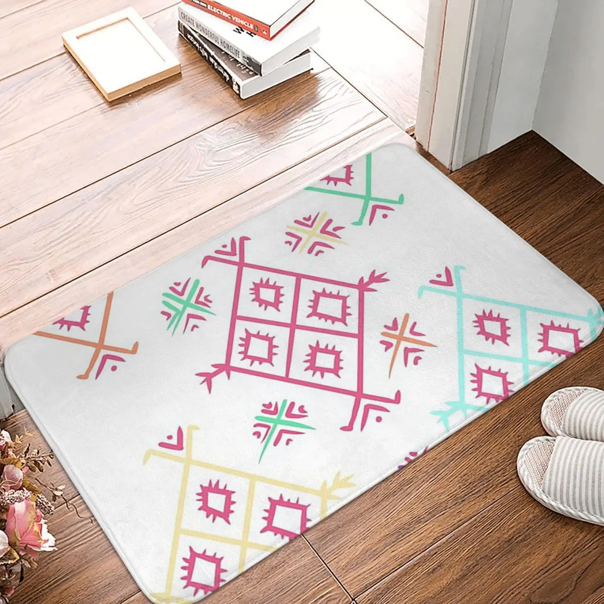 Amazigh Moroccan Pattern Illustration Drawing Doormat Rug Carpet Mat Footpad Front Room Corridor Kitchen Bedroom Balcony Toilet