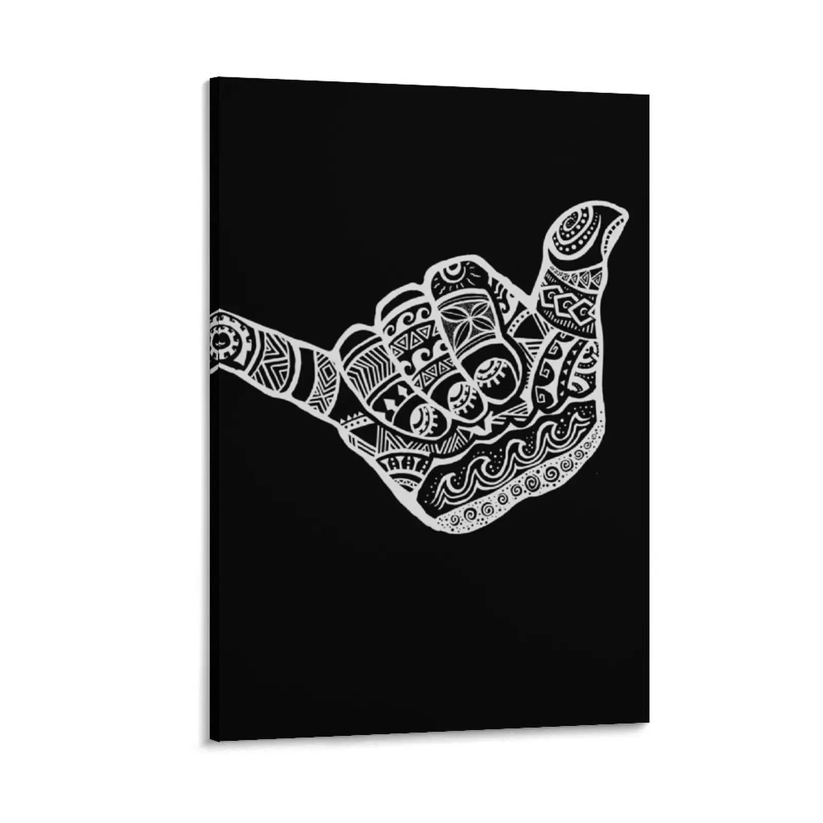 

Hang Loose - Polynesian, Tribal Shaka Hand Sign in White Canvas Painting aesthetic room decoration Decoration home