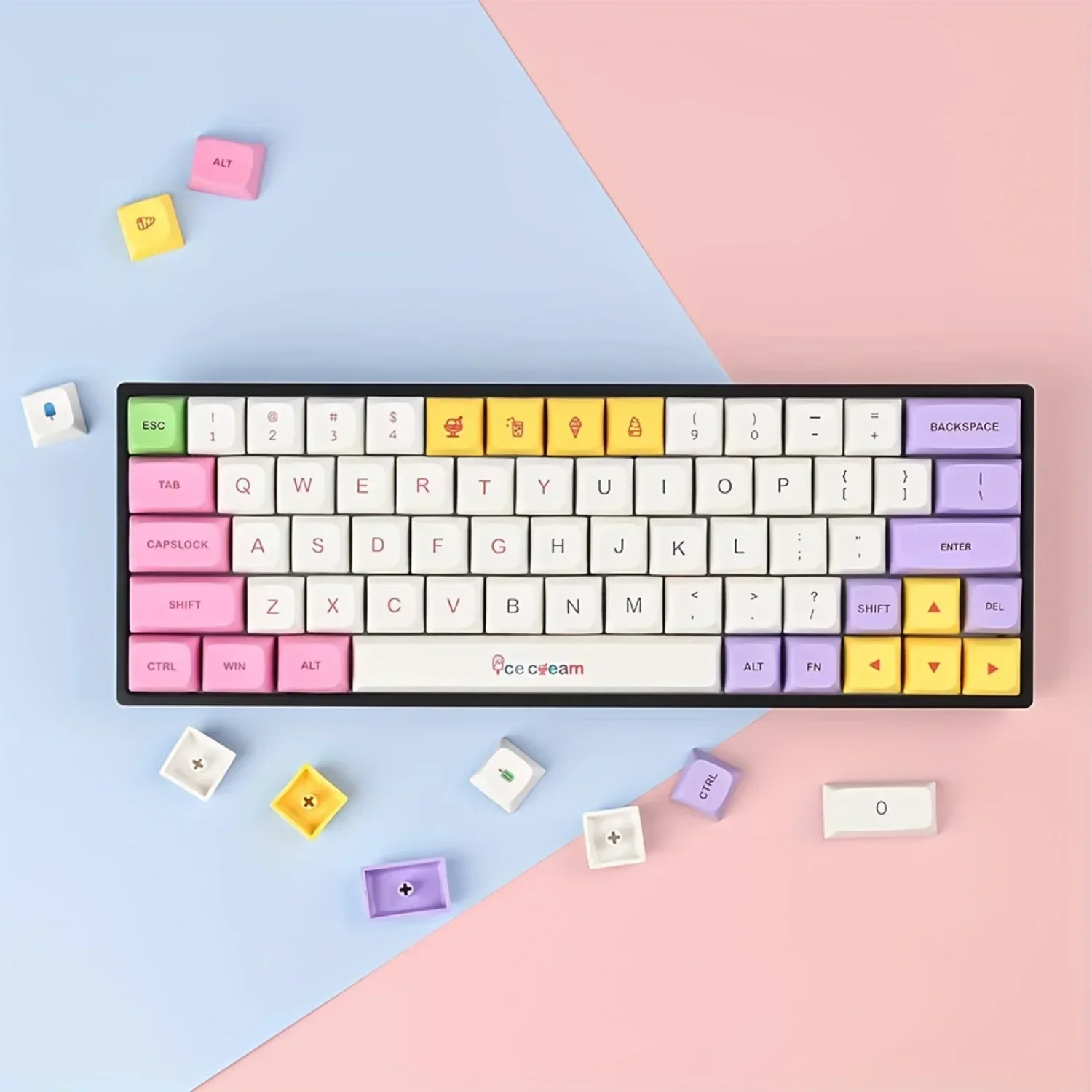 

Ice Cream 135-Key Pbt Keycap Set, Xda Profile, Personalized Cute Designs for Cherry/Gateron Mx Switches - Durable & Eco-Friendly