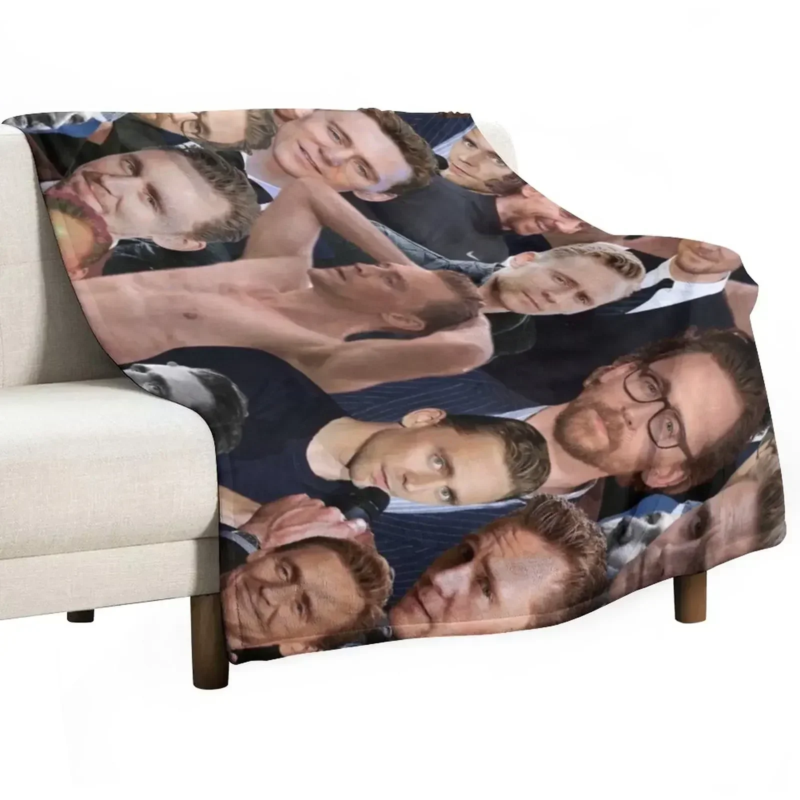 Tom Hiddleston photo collage Throw Blanket Bed linens Flannel Picnic Hair Camping Soft Plaid Blankets