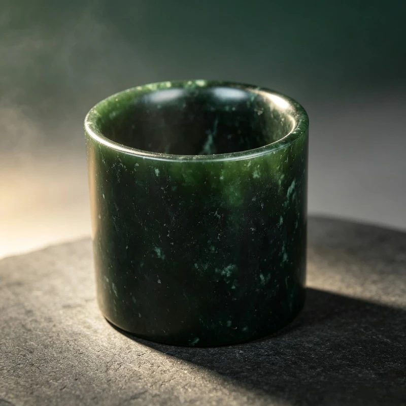 チベット翡翠ハーバルキングストーンストレート翡翠茶碗