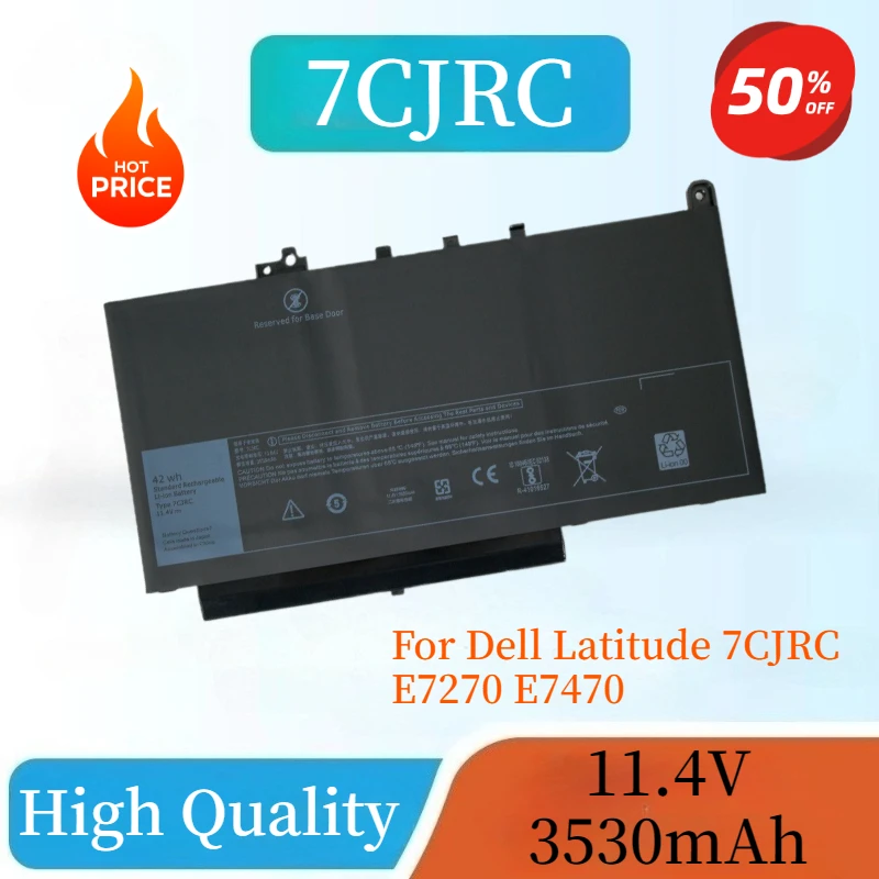 

New 7CJRC 11.4V 42Wh 3530mAh Laptop Battery 21X15 F1KTM for Dell Latitude E7470 E7270 12 E7470/E7270 Series High Quality