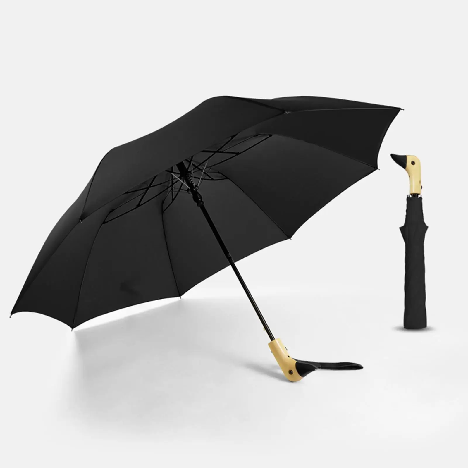 Cloth Two Fold Automatic Duck Umbrella Travel Umbrella Rainy Days And Outdoor Activities Windproof Rain Umbrellas