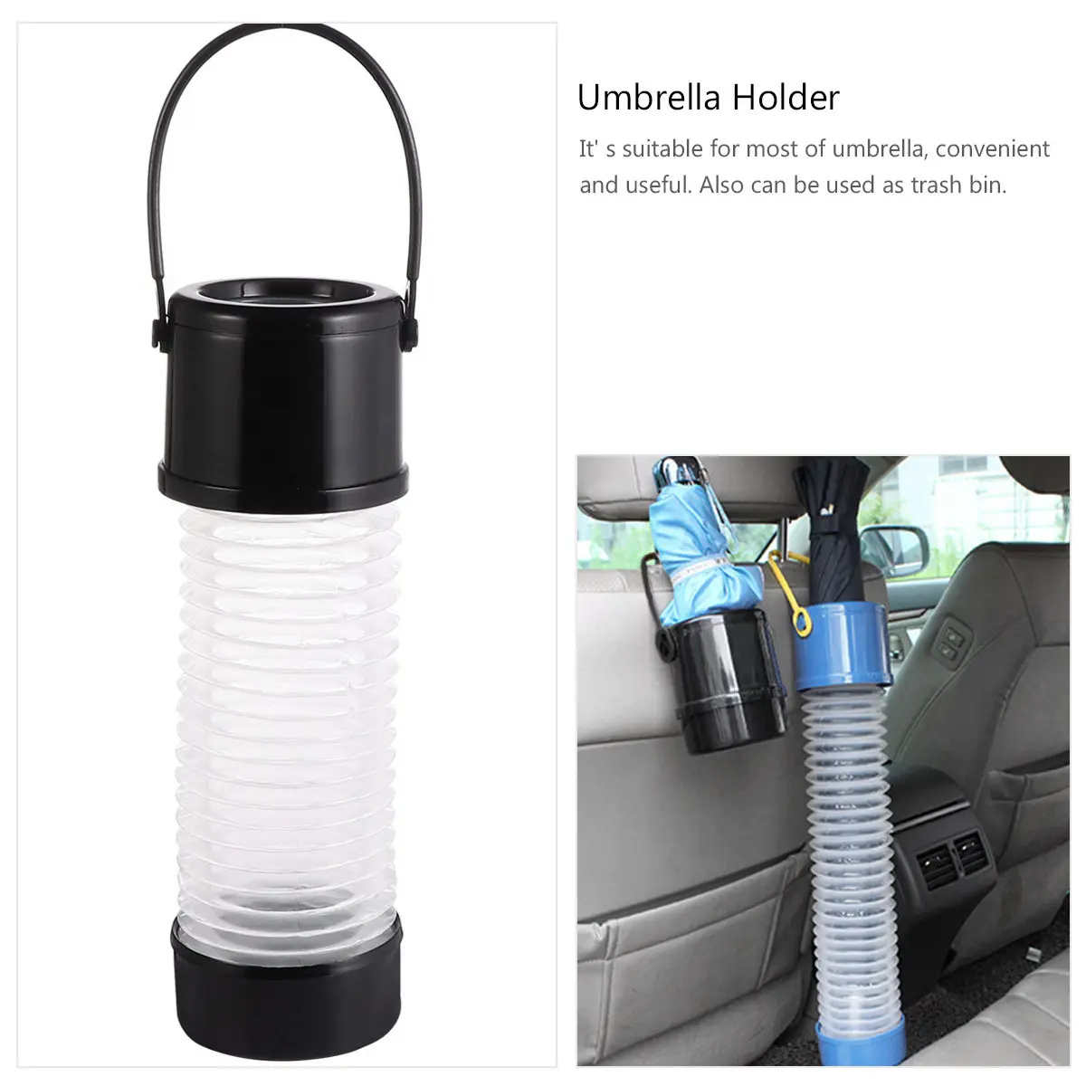 

Multi-Functional Car Seat Back Umbrella Storage Bucket High-Quality Heat-Resistant Plastic Umbrella Holder Trash Bin for Wet
