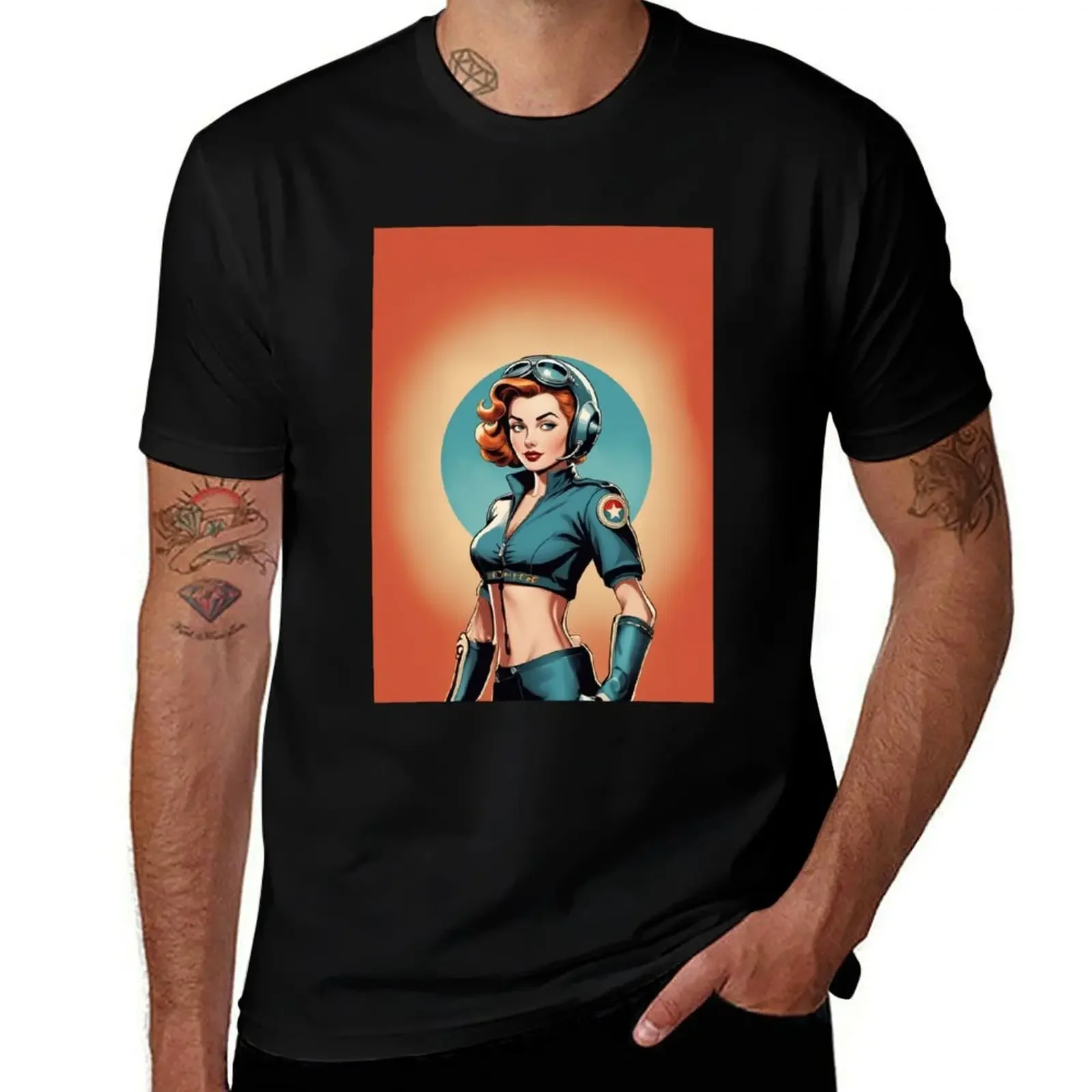 

Retro Poster - Female Pilot T-Shirt affliction shirts shirts graphic tee anime figures plain black t shirts men