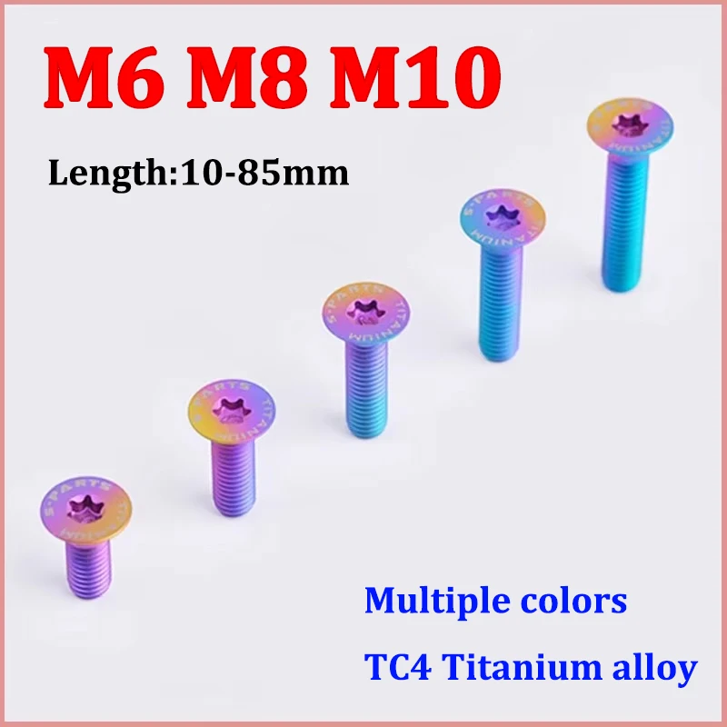 1pc Titanium Bolt M6 M8 M10 X 10 12 14 16 18 20 25~85mm Inner Plum Blossom Flat Countersunk Head Screws for Bicycle Accessories