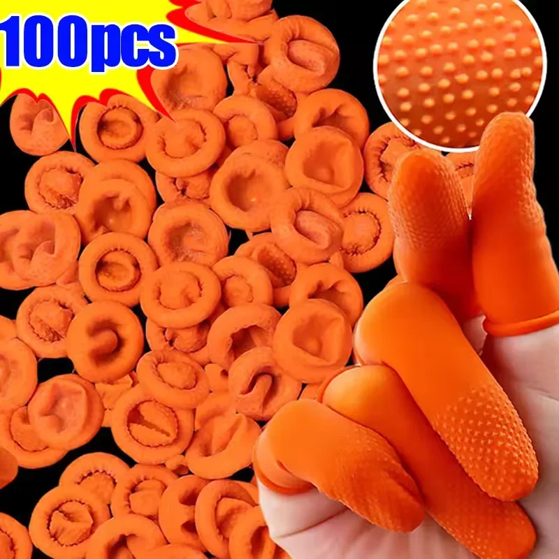 100PCS Wiederverwendbare Finger Abdeckung Natürliche Gummi Handschuhe Nicht-slip Latex Fingerlinge Fingerspitzen Schutz Handschuhe Nail art Werkzeug