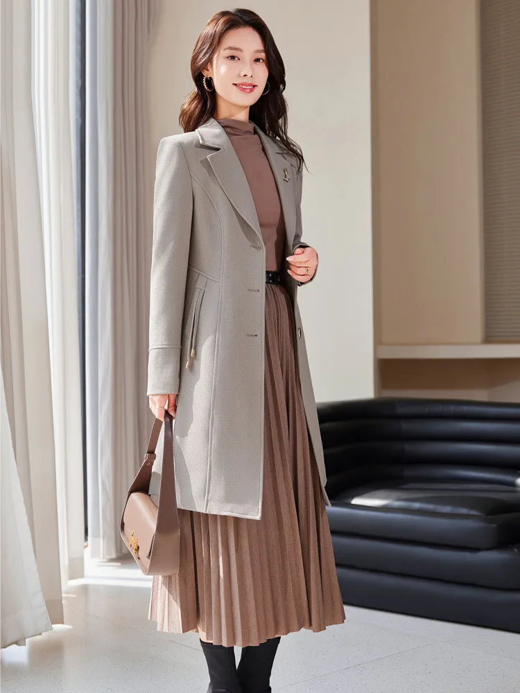 High End Female Coat Long Slim Trench Coat For Women’S England Single Breasted Khaki Women Windbreaker Larger Size Outwear