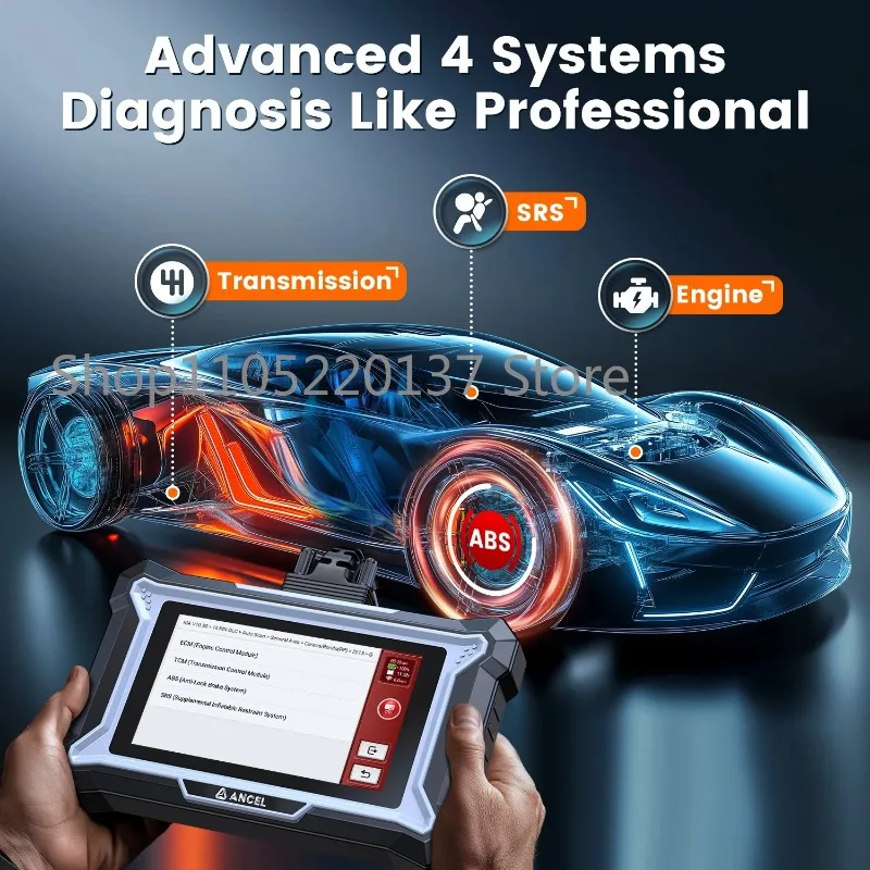ANCEL DS100 OBD2 Scanner 4 System Code Engine/Transmission/ABS/SRS Diagnostic Tool with 7 Reset Services Top Tools