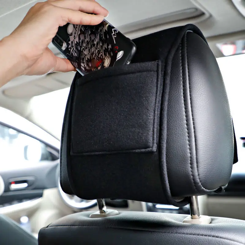Hot Car Headrest Cover with Phone Pocket  for BMW Renault Opel Volkswagen VW Suzuki AUDI Nissan Ford Focus Kia Auto Accessories