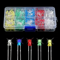 200 PCS,3mm 5mm,LED Diodes Assorted Kit,White Green Red Blue Yellow,LED Light Emitting Diode Electronic Kit,Indicator Lights