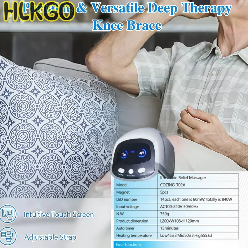 

Лазер для глубокой обработки боли в колене, инфракрасное проникновение 660 нм и 880 нм с ЖК-дисплеем, профессиональное реабилитационное устройство