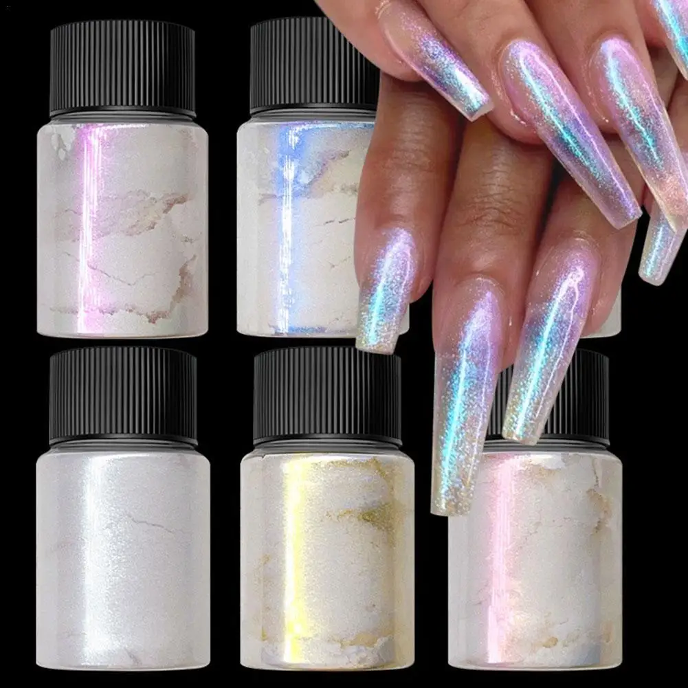 Magia White Pearl Nail Powder, cor gradiente, brilho, casca de fada, Shinny Nails Art, cosméticos, 2024