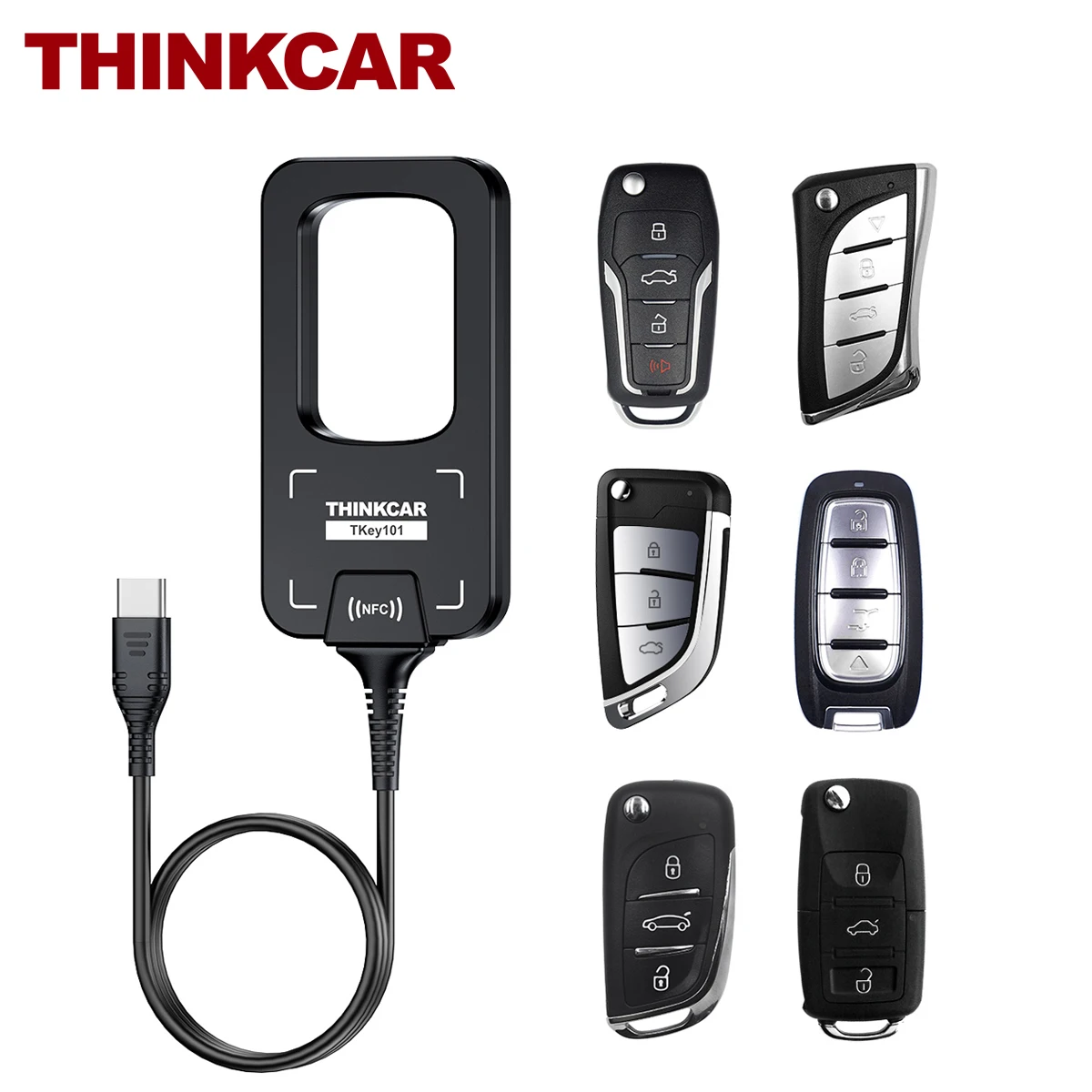 Universal THINKCAR TKey101 Car Key Programmer IMMO Anti-theft Matching Copy Remote Keys Work via THINKSCAN 689BT 689 MUCAR 892BT VO8