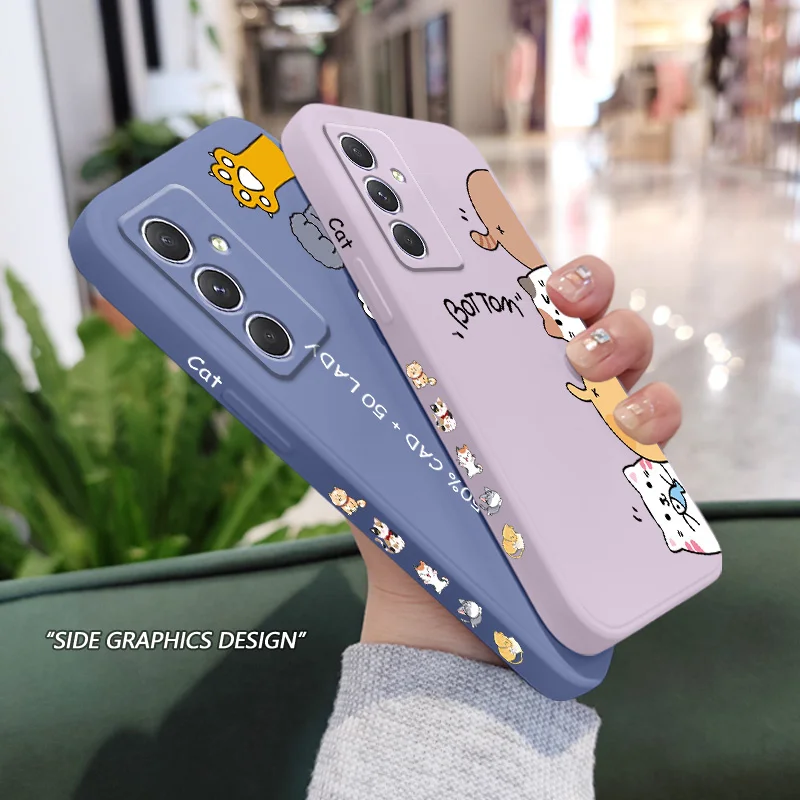 Cat Litter Phone Case For Samsung Galaxy A37 A57 Liquid Silicone Cover