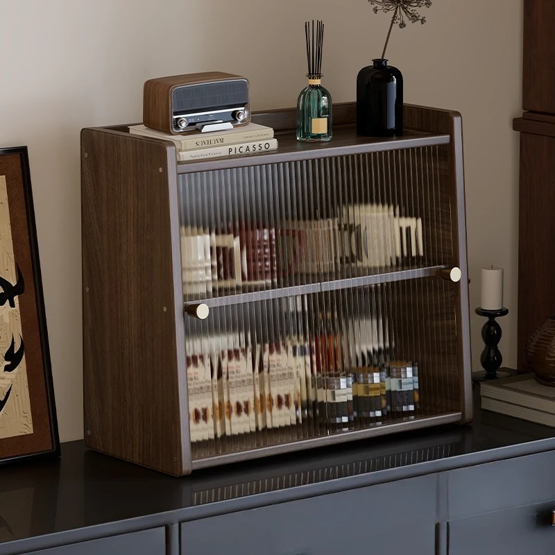Cup holder Cup rack Wine cabinet Walnut desktop Water cup holder Small storage box Kitchen cabinet Drawer cabinet Kitchen chest