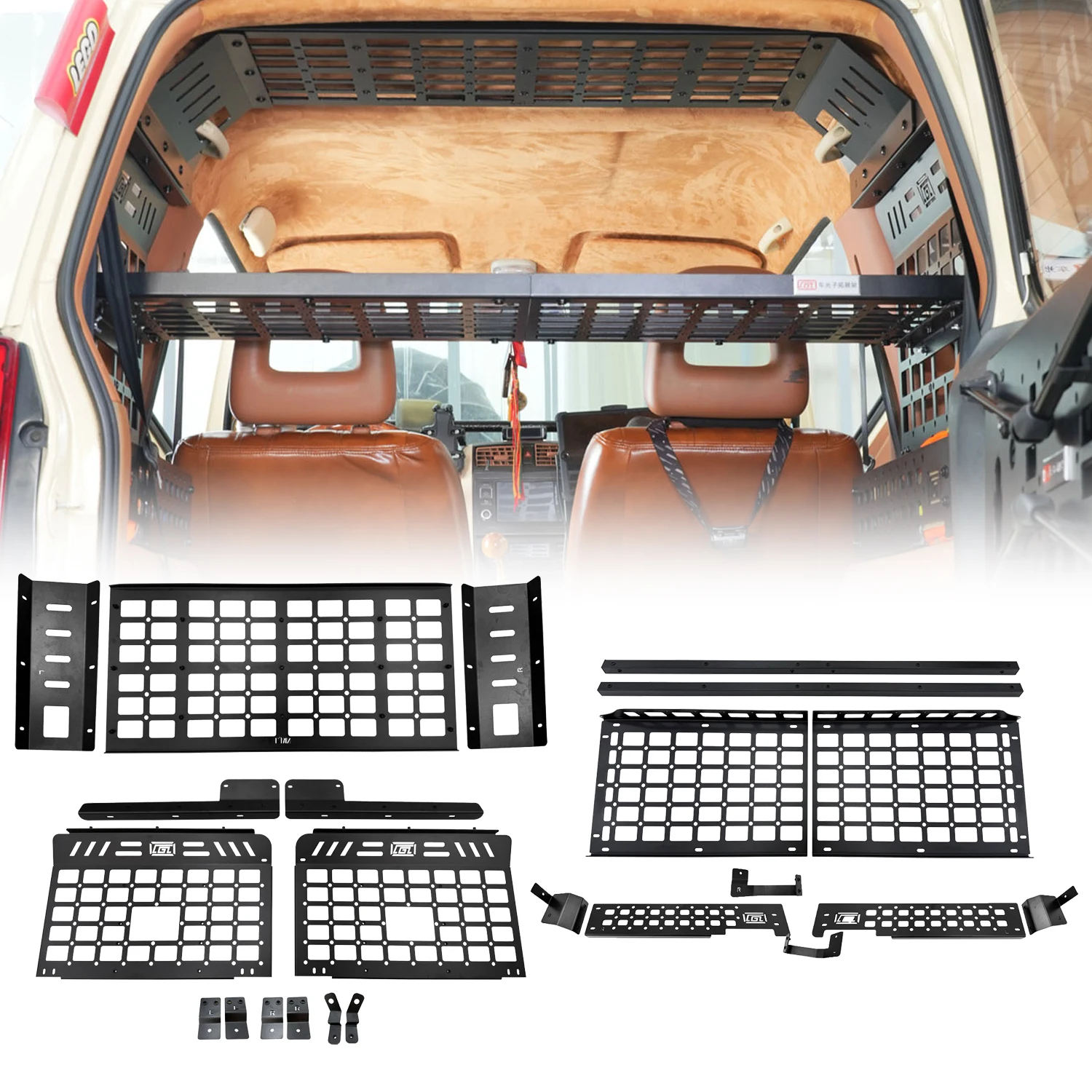 for Suzuki Jimny JB33 JB43 Wide 1998-2017 Aluminum MOLLE Storage Kit Modification Cargo Organizer Shelf Offroad Accessories