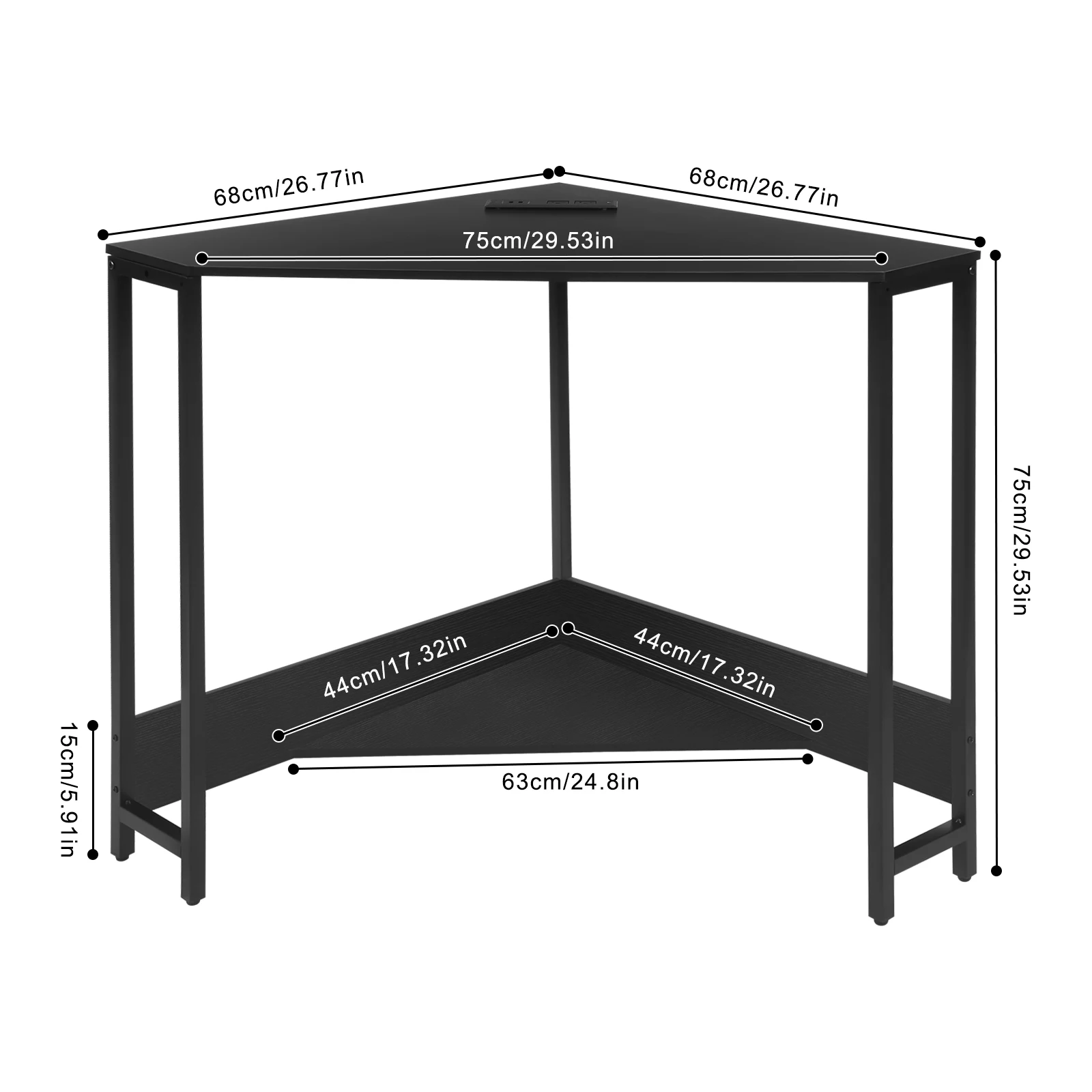 Corner Computer Desk with Outlets Freestanding Corner Desk Small Desk for Computer Small Space, Bedroom Space Saving Writing