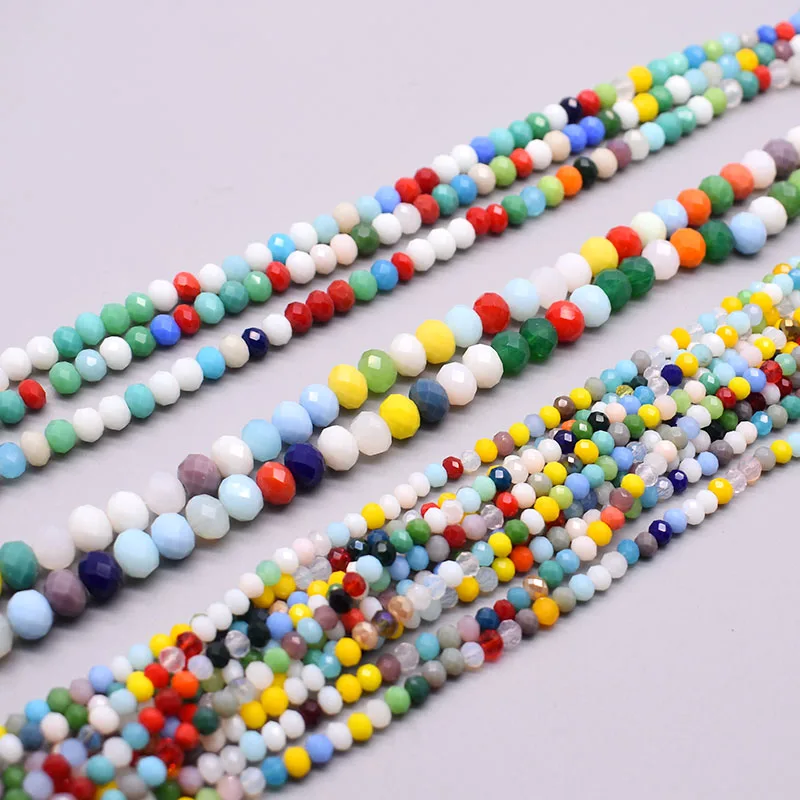 New Mixed Color 4 6 8 mm Crystal Beads Rondell Faceted Glass Beads Loose Spacer Beads for Jewelry Making Bracelet Necklace DIY