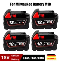 Milwaukee Battery M18 18V 6.0Ah 9.0Ah 12.0Ah Replacement Lithium Battery for Milwaukee M18 48-11-1815 48-11-1850 2604-22 Battery