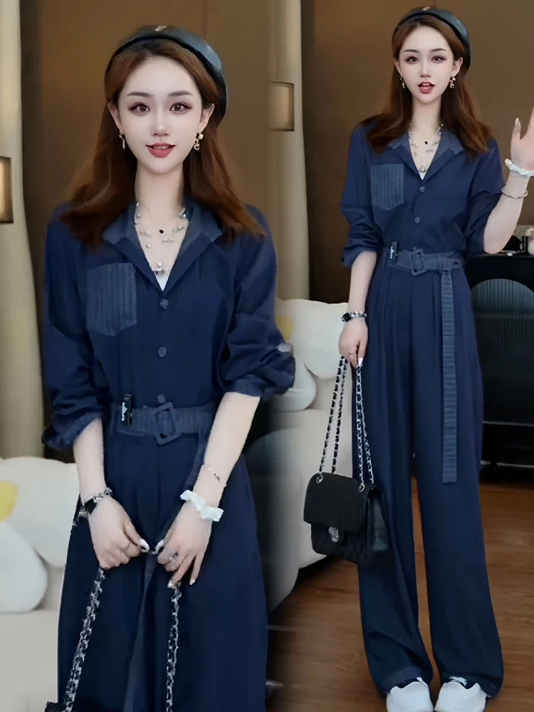 

Unique Faionable Simple Lazy Sle Top Bot Set High Waist Wide Leg Pants Casual Wear Comfortable Breathable mid Weight