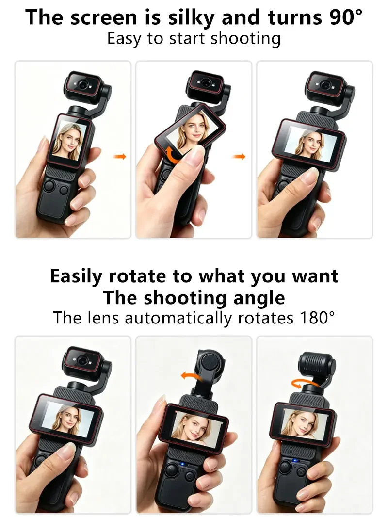Lenovo 4K Handheld-Gimbal-Kamera mit WLAN-Übertragung, Bildstabilisierung und HD-Drehbildschirm für Reisen und Outdoor-Vlogging – Detail 4