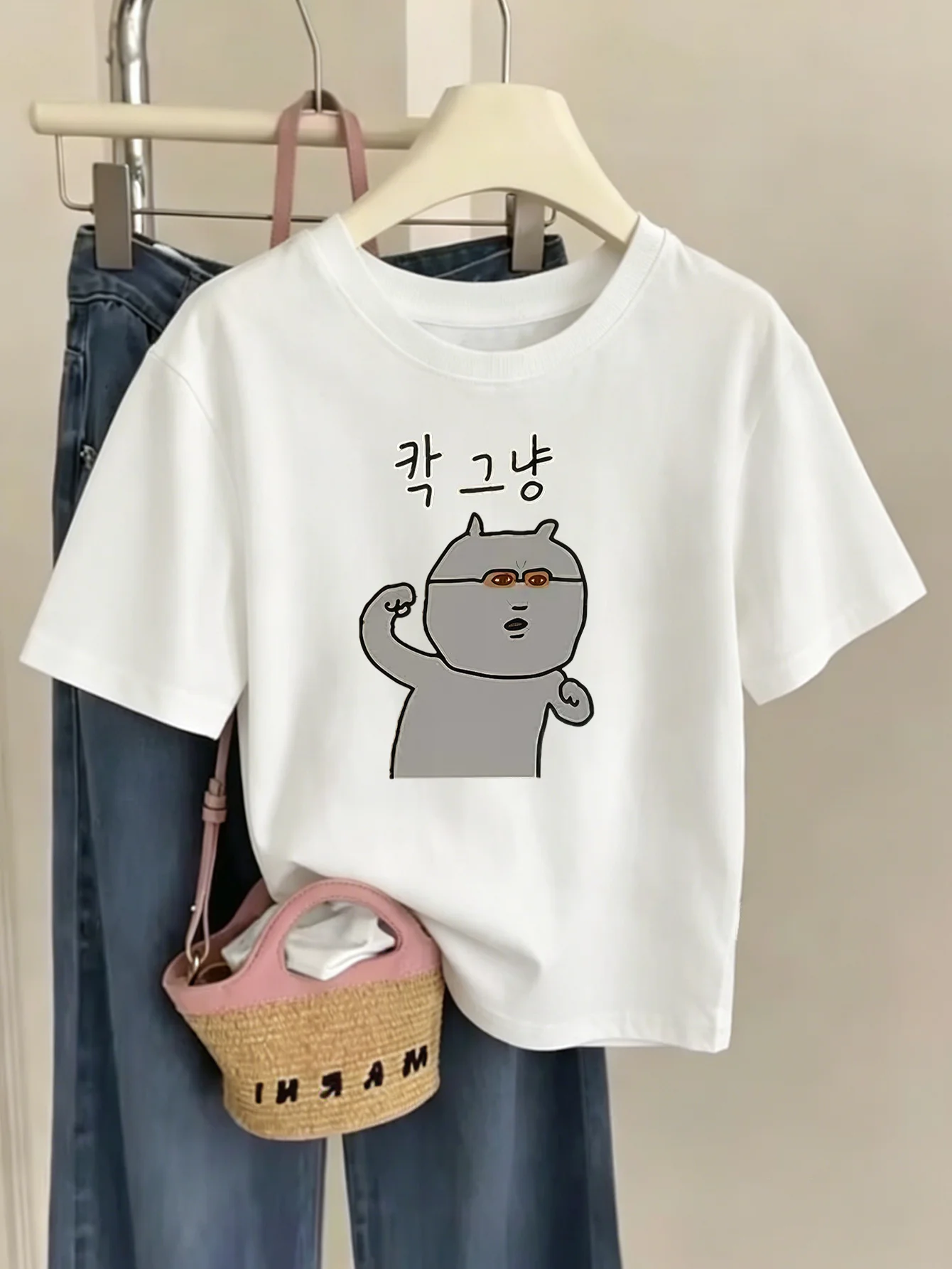 Kids Funny Korean Cartoon Meme Character Graphic Tee Boys Girls Family Matching Short Sleeve Cute Art Casual Everyday T Shirt