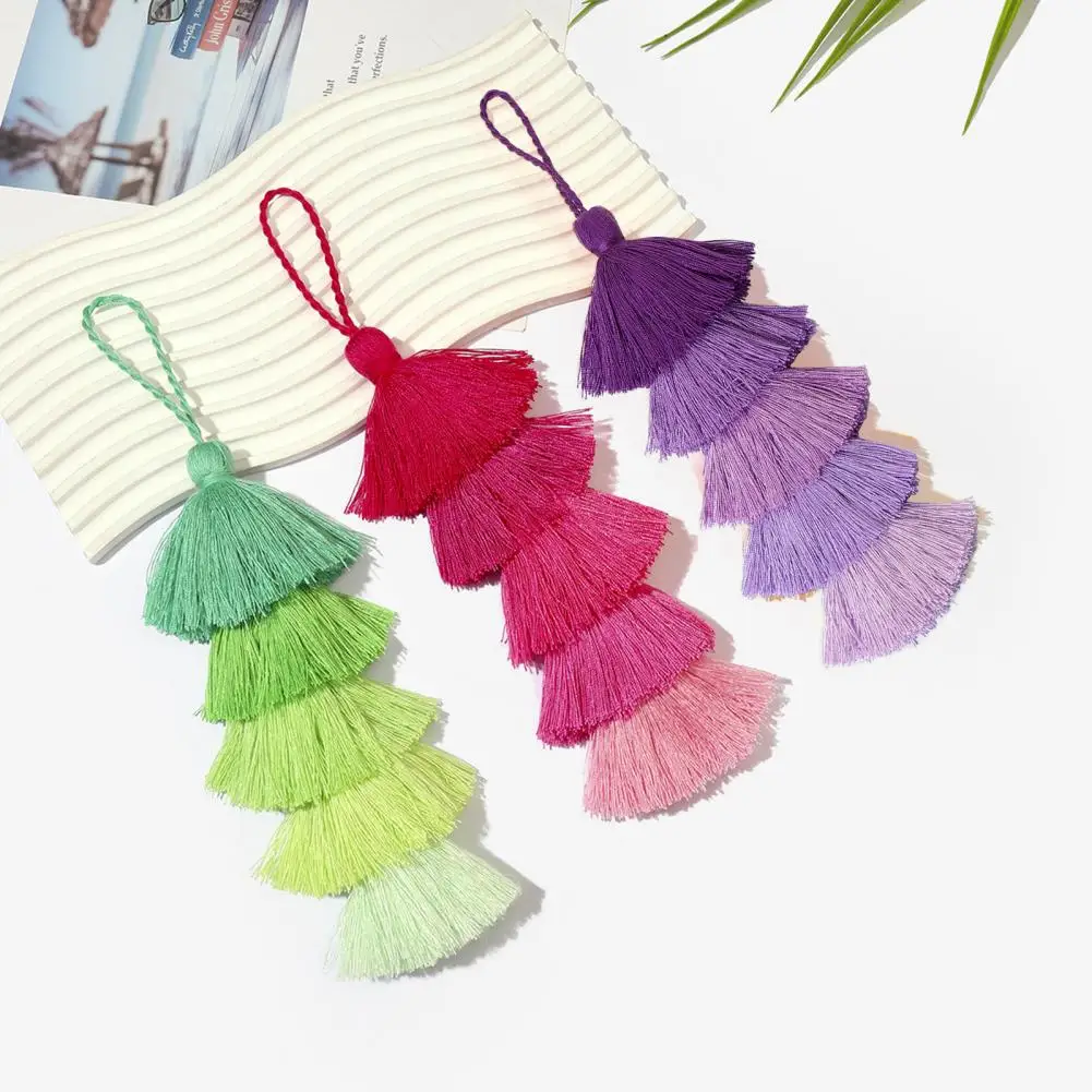 Polyester Fiber Tassels Colorful Gradient Tassel Charms for Bag Keychain Soft Handmade Craft Tassels for Handbag Costumes Silk