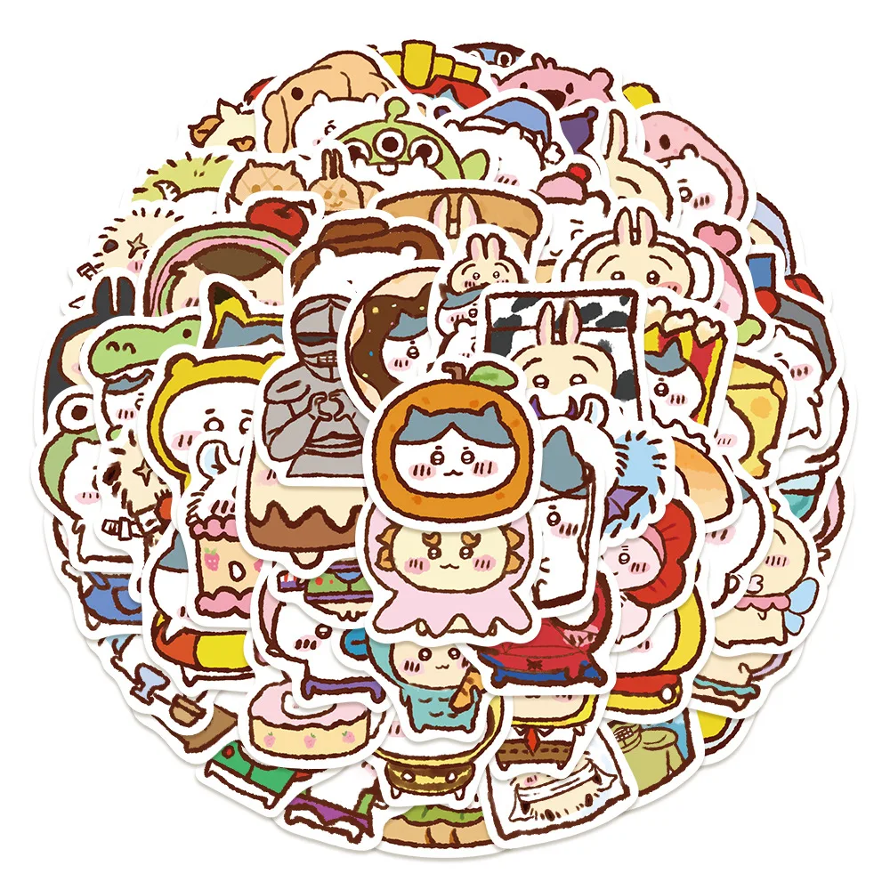 65pcs ちいかわ ハチワレ うさぎ Stickers Cute Anime Figure Stickers Toy Laptop Suitcase Sticker Kids Christmas Birthday Party Gift