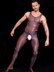 Mono de entrepierna abierta Para hombre, pijama Sexy ultrafino transparente Para adultos, body Porno ajustado y elástico Para Fitness