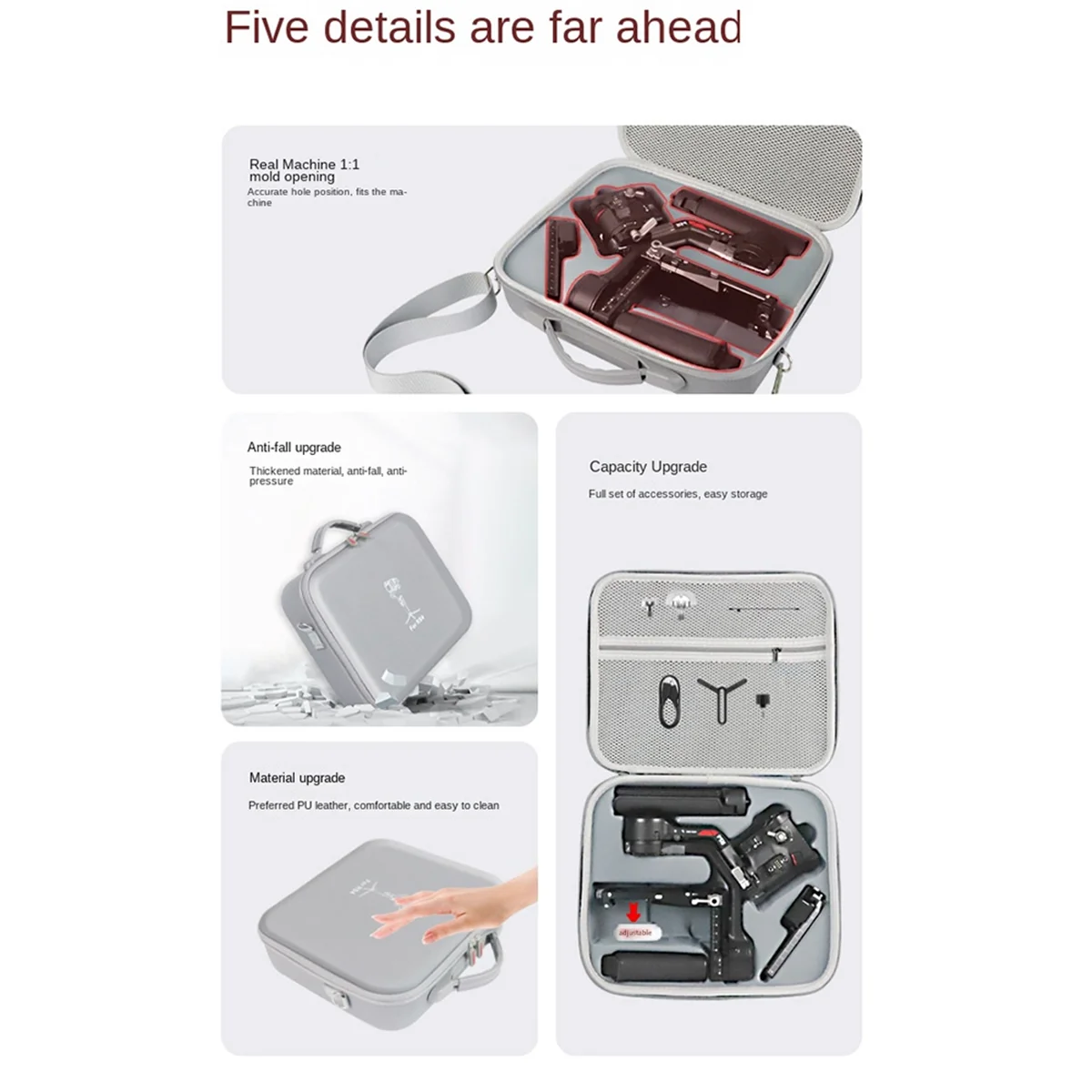 صندوق تخزين لحمل ملحقات مثبت Gimbal DJI RS 4 حقيبة يد ذات غلاف صلب حقيبة كتف باللون الأسود