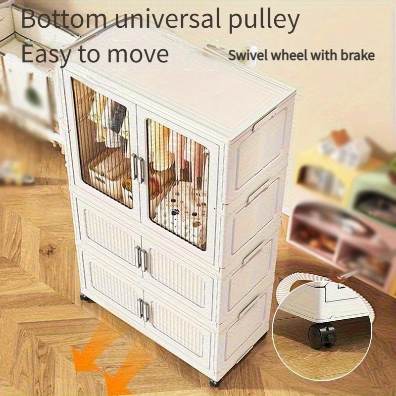 خزانة ملابس قابلة للطي، سعة كبيرة، تخزين قابل للطي، منظم متعدد الوظائف، سهل التجميع، منظم ملابس متنقلة #6