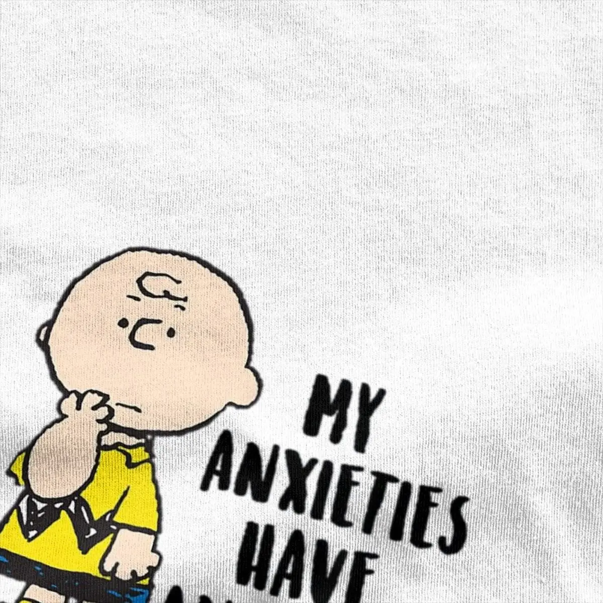 Peanuts Charlie Brown My Anxieties Have Anxieties Snoopy T Shirt Men Cotton T-Shirt Crew Neck Tee Shirt Short Sleeve Clothes