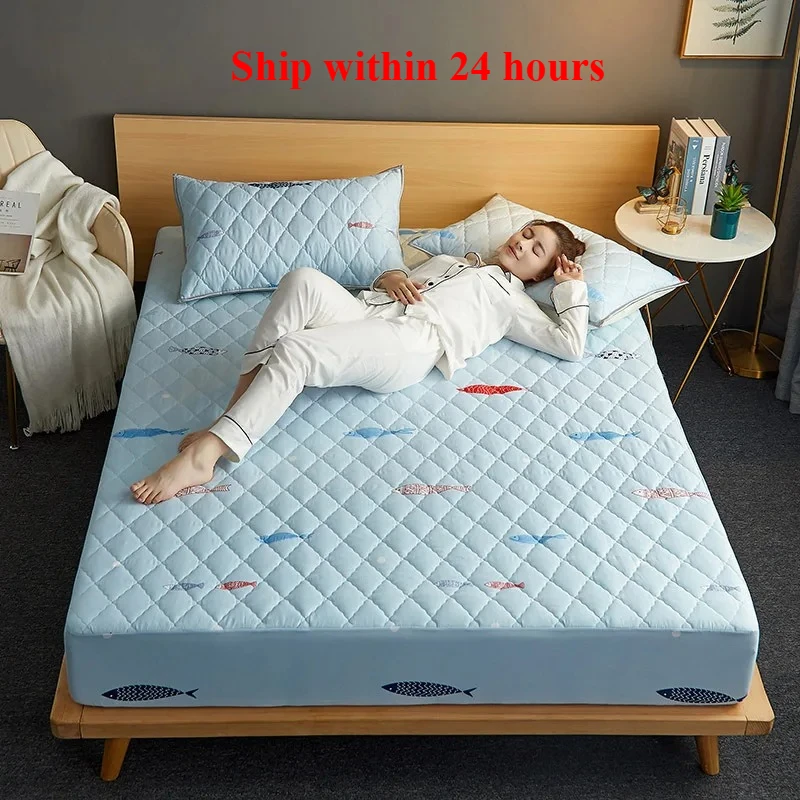 

New antibacterial padded waterproof mattress urine-proof mattress non-slip cover mattress protective cover